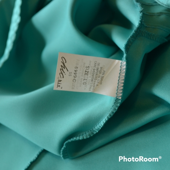 Vintage Satin Polyester Aqua Blue Camisole by Chic h.i.s. - Picture 7 of 8